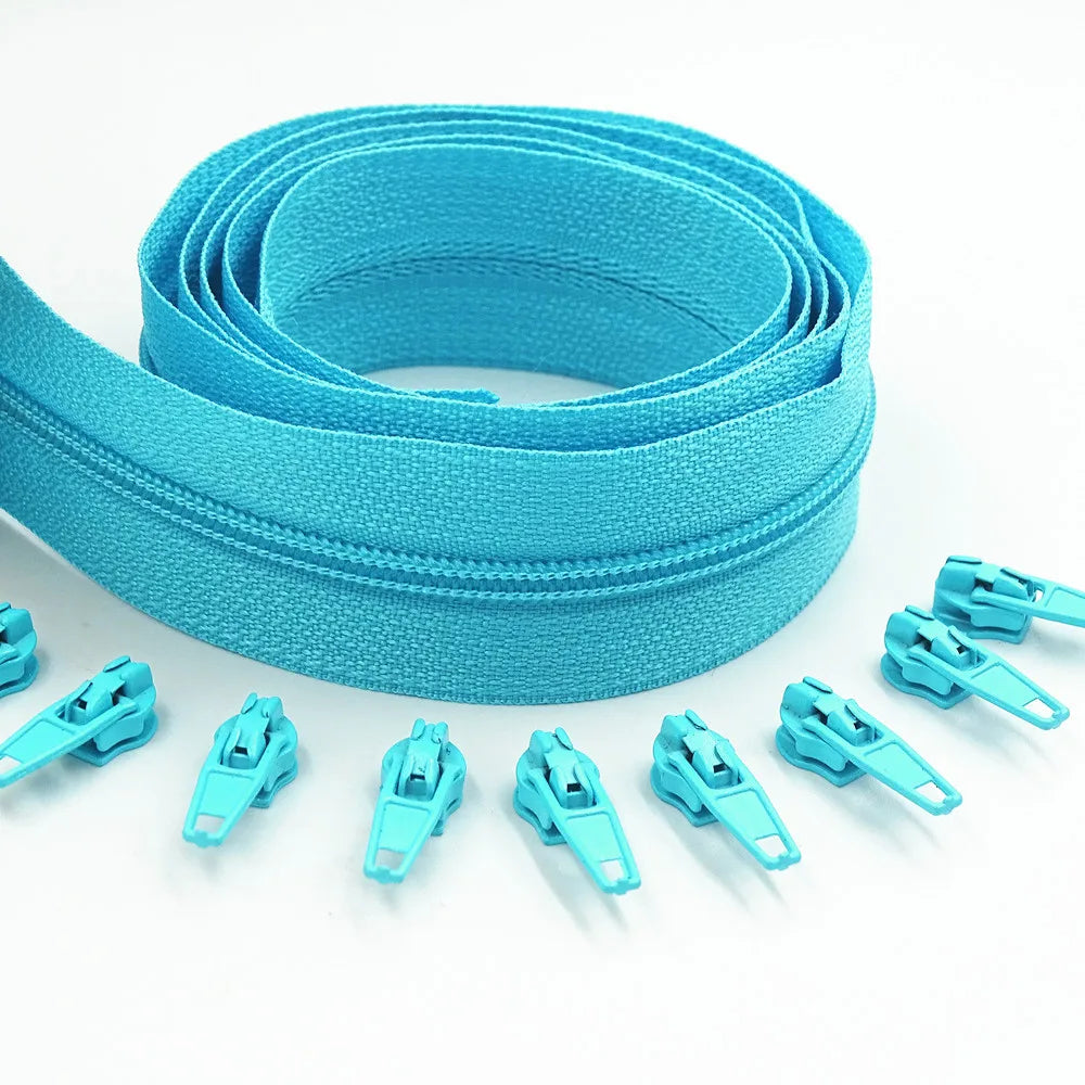 5 Meters long zipper 10 auto locking sliders 20 colors of 3# nylon zipper used for zipper clothing handbags