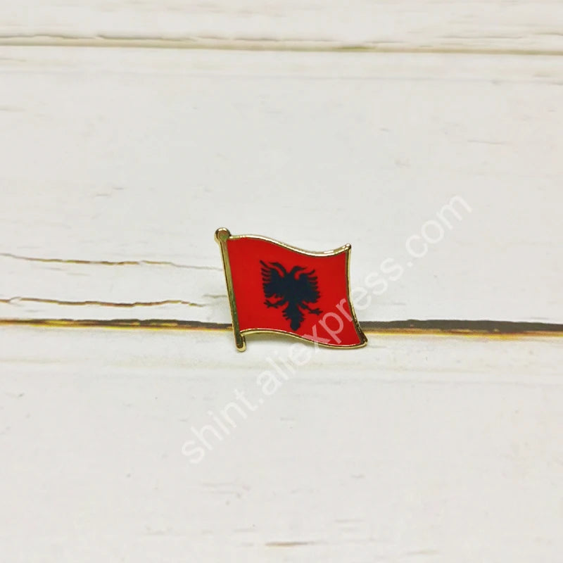 Albania National Flag Embroidery Patches Badge Shield And Square Shape Pin One Set On The Cloth Armband Backpack Decoration