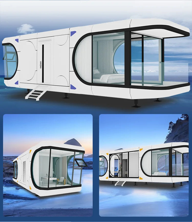 Steel frame tent space capsule cabin,Prefab apple cabin Hotel, Tiny Mobile Working House Office Pod Cabin Villa