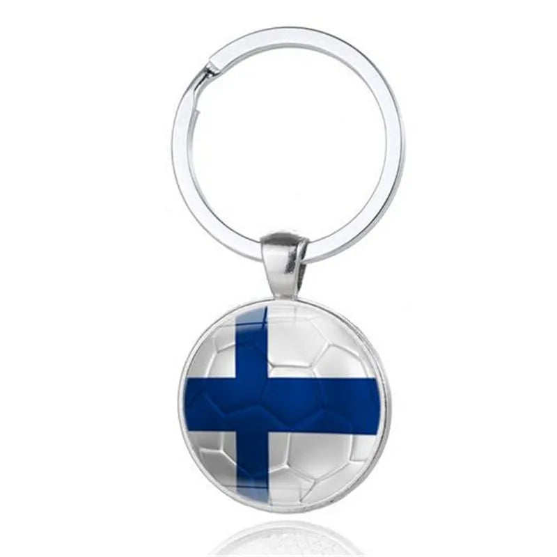 100pcs New 2018 Football Car Keychain Keyring For Denmark Finland Iceland Albania Andorra Austria Estonia Poland Flags