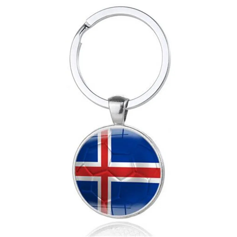 100pcs New 2018 Football Car Keychain Keyring For Denmark Finland Iceland Albania Andorra Austria Estonia Poland Flags