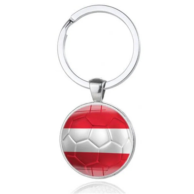 100pcs New 2018 Football Car Keychain Keyring For Denmark Finland Iceland Albania Andorra Austria Estonia Poland Flags