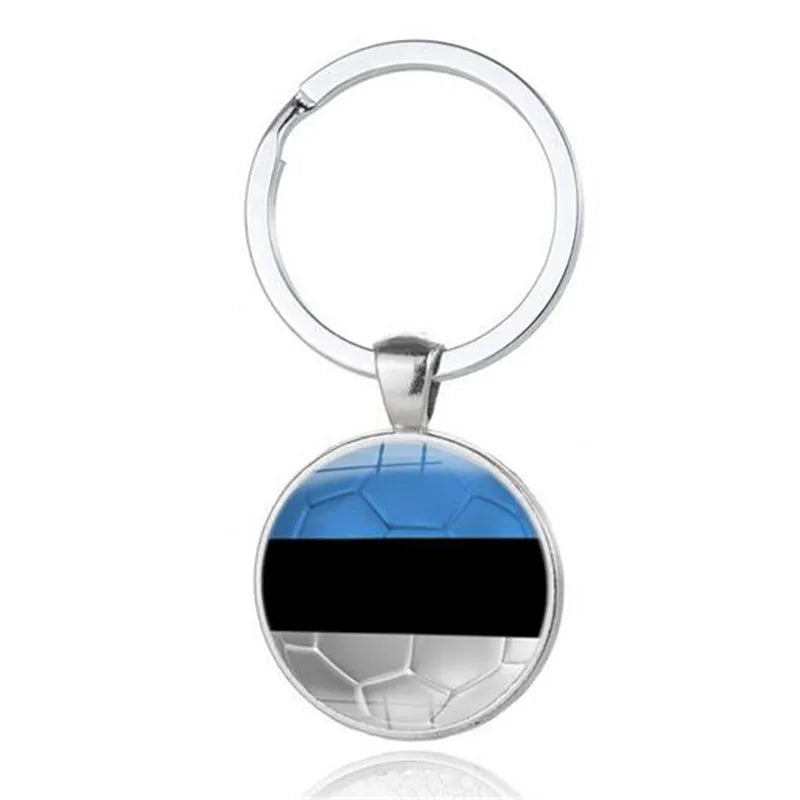 100pcs New 2018 Football Car Keychain Keyring For Denmark Finland Iceland Albania Andorra Austria Estonia Poland Flags