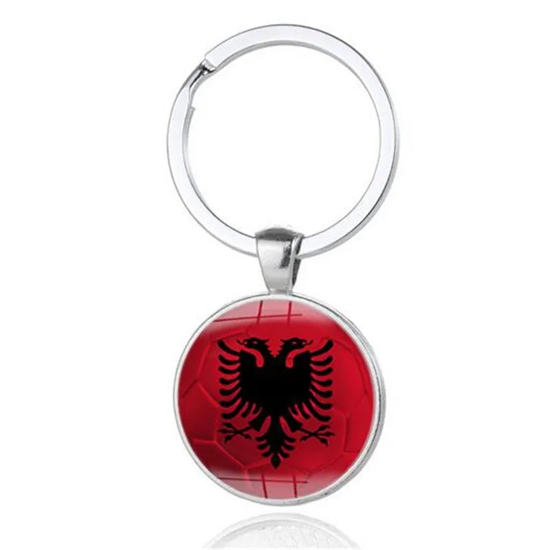 100pcs New 2018 Football Car Keychain Keyring For Denmark Finland Iceland Albania Andorra Austria Estonia Poland Flags