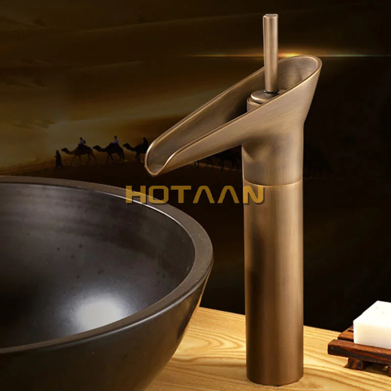 . Basin Faucet Antique Brass waterfall Bathroom Basin Sink Mixer Tap Crane,torneira YT-5039