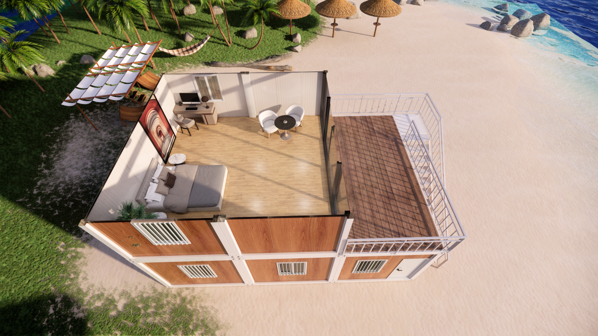 two floor prefab house container house with 2 garage amazing price
