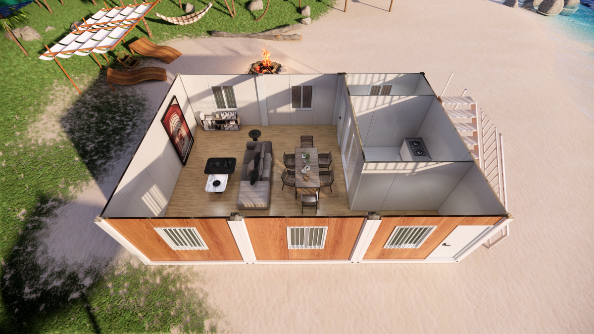 two floor prefab house container house with 2 garage amazing price