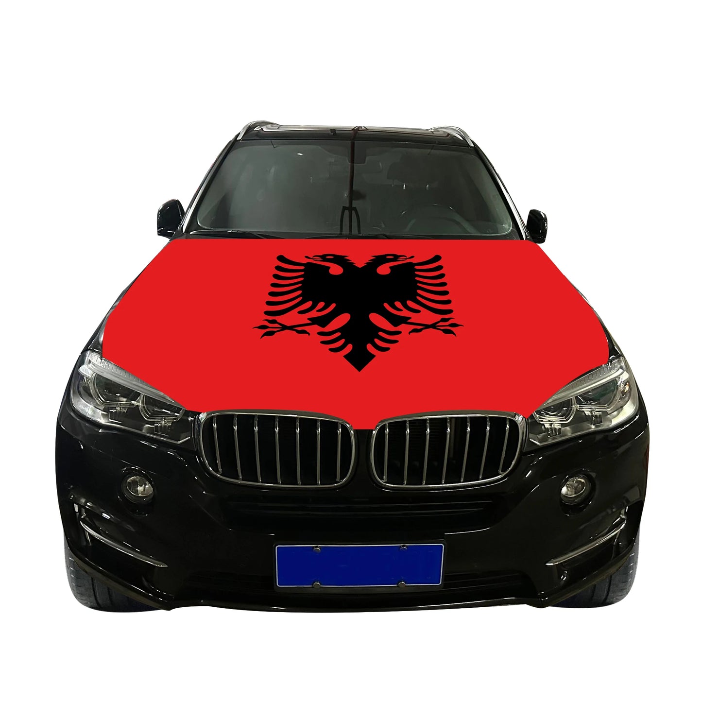 Albania Car Hood Cover Flag Universal Size Elastic Polyester 120x150cm for Car Decor