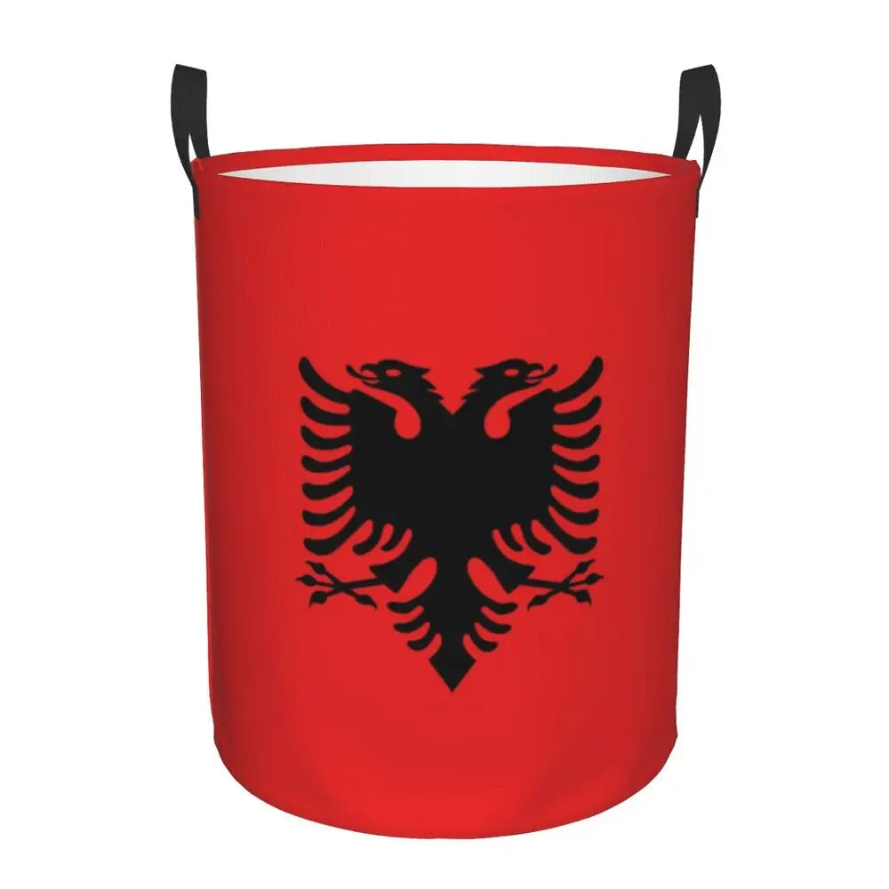 Albania Laundry Basket Foldable Albanian Pride Clothes Hamper for Baby Kids Toys Storage Bin