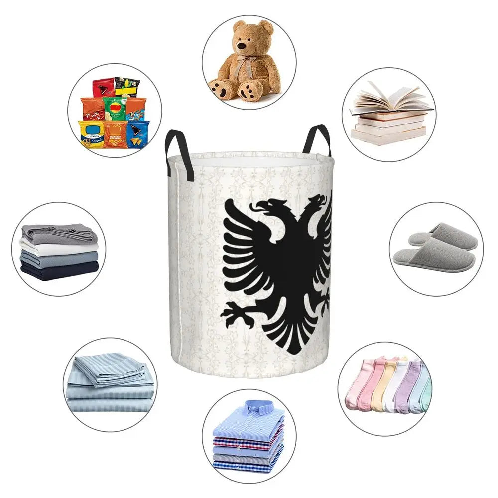 Albania Laundry Basket Foldable Albanian Pride Clothes Hamper for Baby Kids Toys Storage Bin