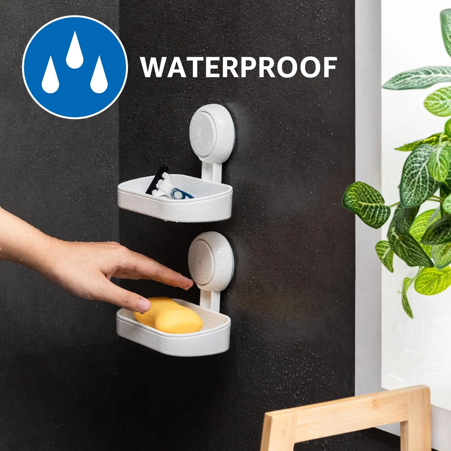 TAILI Soap Dish for Shower Waterproof Shower Soap Holder Heavy Duty Soap Dish No Drilling Soap Holder for Bathroom Kitchen Sink