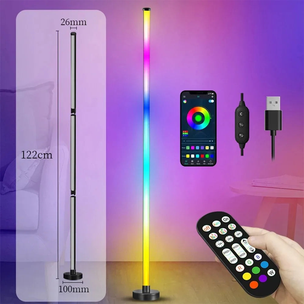 Smart RGB Dream Color Floor Lamp with Music Sync Modern 16 Million Color Changing Standing Mood Light with APP & Remote Control