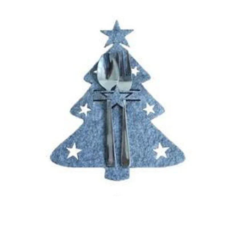 Christmas Tree Cutlery Knife Fork Covers Table Decor Elk Xmas Tableware Pocket Holder Bags New Year Party Decorations