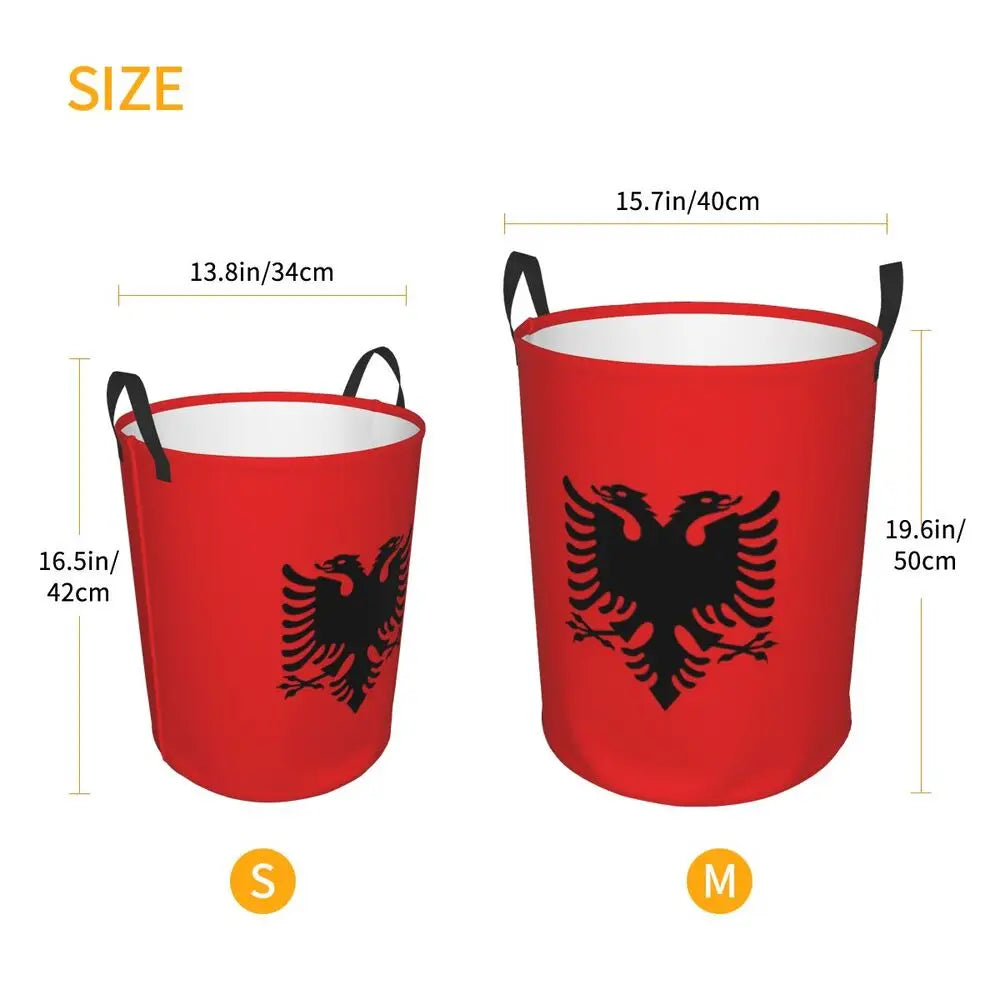 Albania Laundry Basket Foldable Albanian Pride Clothes Hamper for Baby Kids Toys Storage Bin
