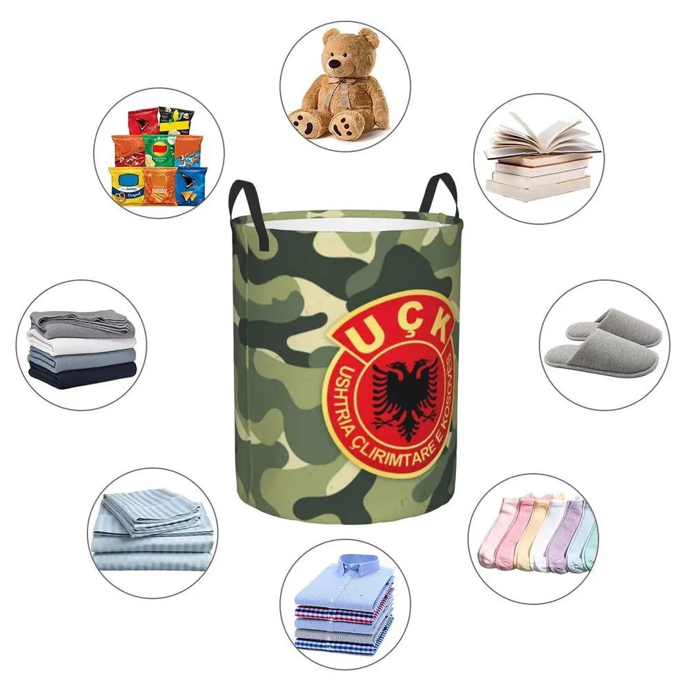 Albania Laundry Basket Foldable Albanian Pride Clothes Hamper for Baby Kids Toys Storage Bin