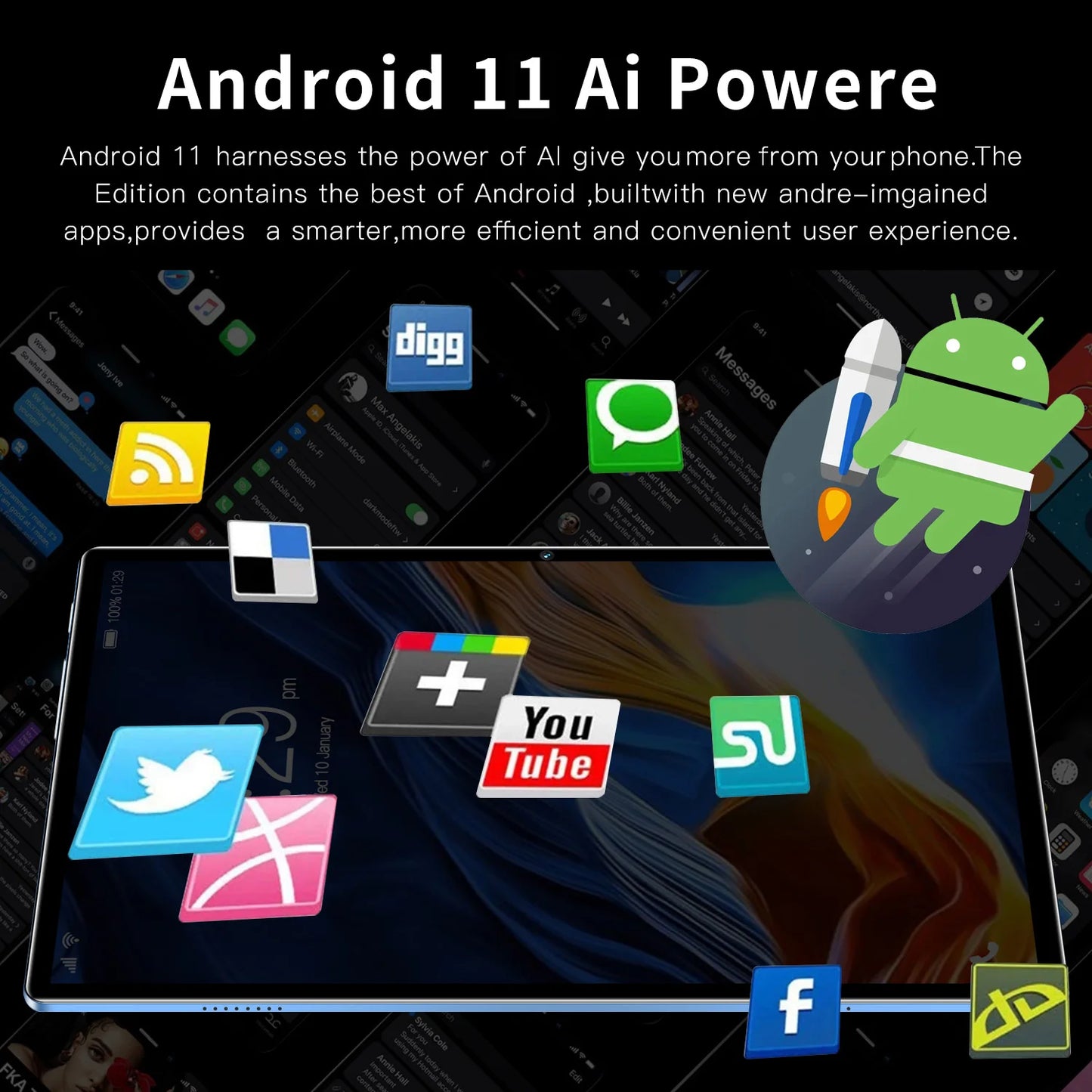 New 10.1 Inch Google 3G Phone Call Tablets Octa Core Android 11 Version Dual SIM WiFi Bluetooth Tablet PC 4GB+64GB ROM