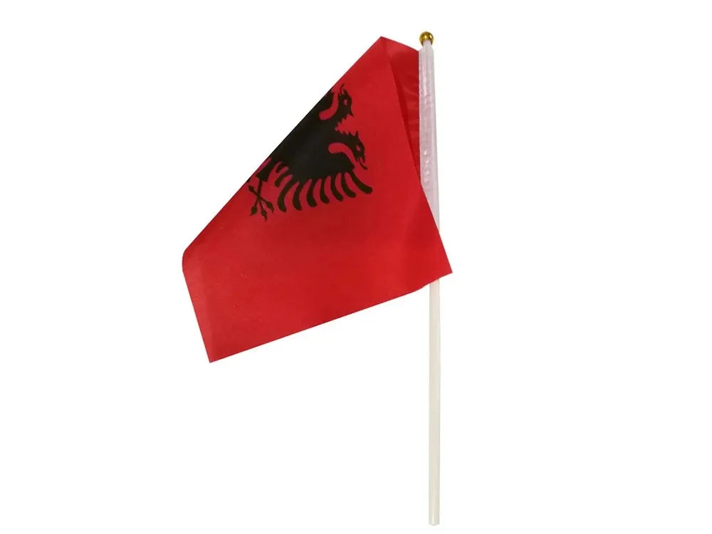 14*21cm Albania Hand Flag, Albanian National Handheld Waving Small Flag World European Countries Desk Decor