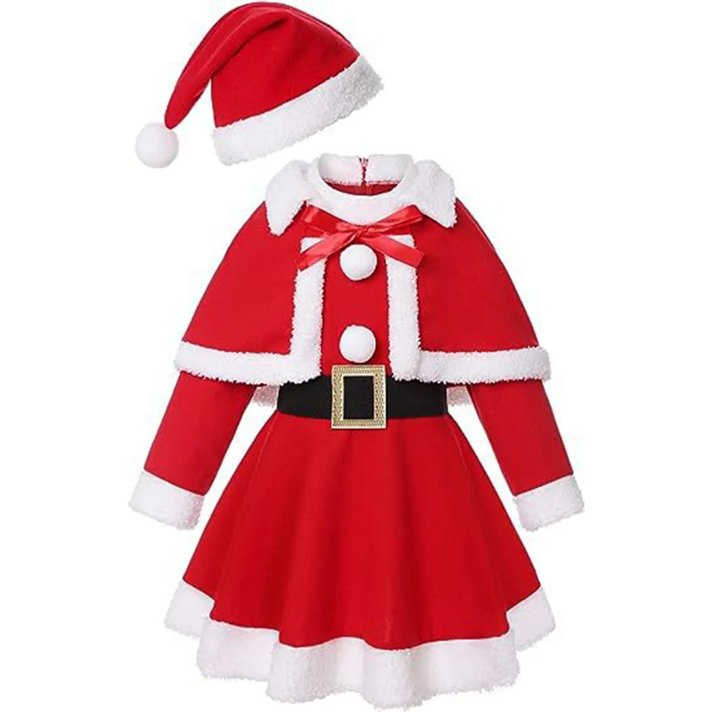 Christmas Dress for Little Girls Santa Claus Cosplay Toddler Kids Fancy Xmas Costume with Hat Child New Year Clothing Set Frocks