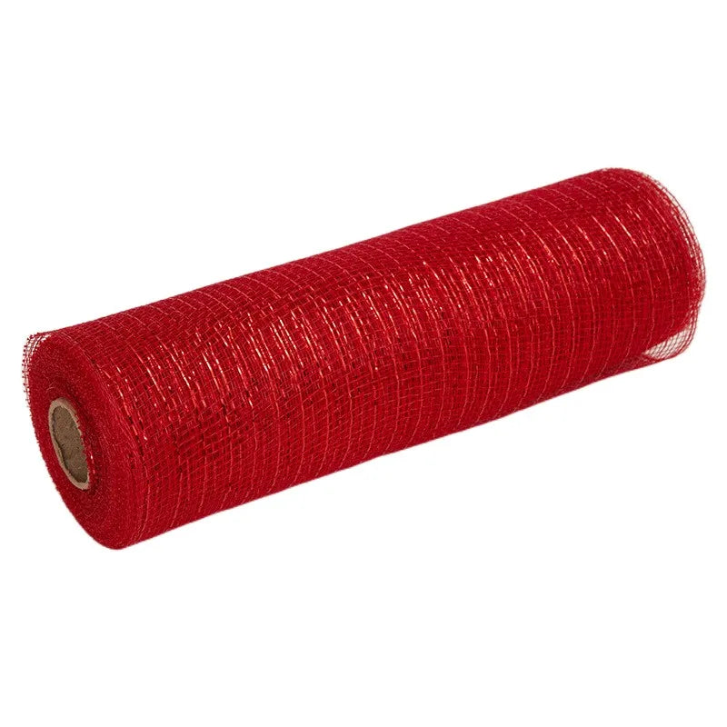 26cm 10yards Deco Poly Mesh Ribbon 10 Inch Wide Metallic Ribbon For Christmas Decoration Valentine's Day Diy Wrapping Ribbons