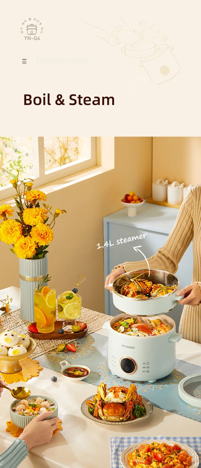 2L Electric Rice Cooker Cooking Pot Mini Multicooker Lunch Box Rice Cookers Hotpot Non-stick Electric Skillet Food Steamer 220V