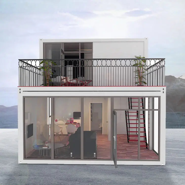 two floor prefab house container house with 2 garage amazing price