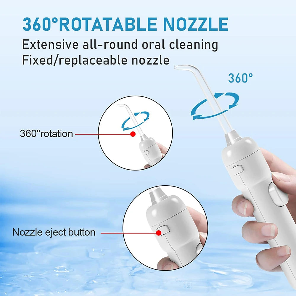 360° Rotatable Oral Irrigator Tabletop Water Flosser Rechargeable IPX5 Adjustable Pulse Water Pressure Teeth Cleaning Care Tool