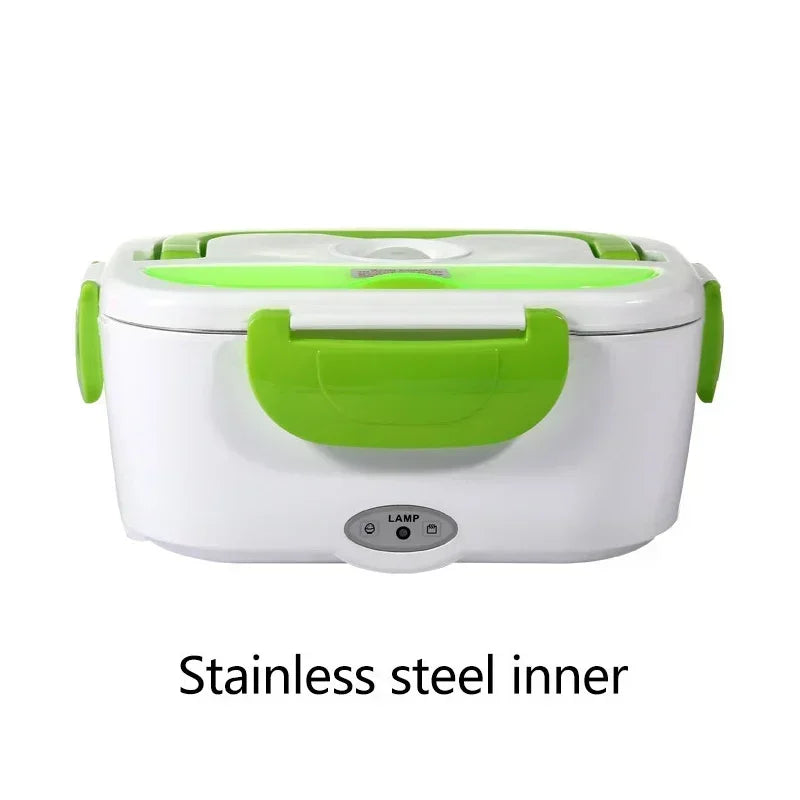 Portable Electric Heating Stainless Steel Heated Lunch Box Home Car Dual Use Rice Box Portable Electric Heating Stainless Steel