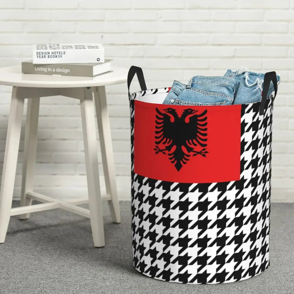 Albania Laundry Basket Foldable Albanian Pride Clothes Hamper for Baby Kids Toys Storage Bin