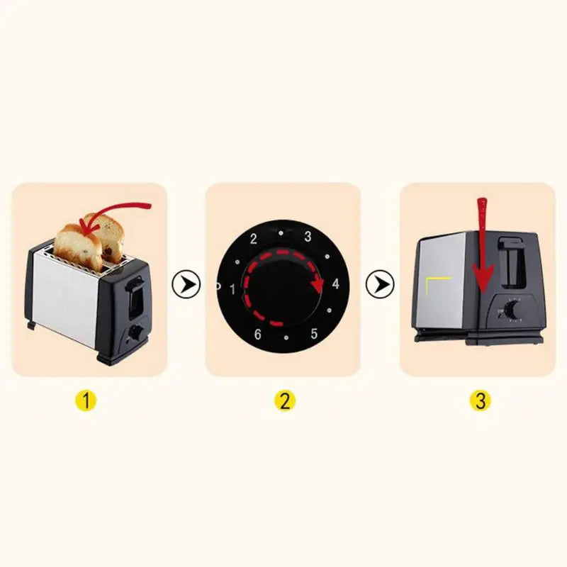 Bread Toaster With Removable Crumb Tray Toasters Cooking Appliances Home 6 Modes 2 Slices Mini Auto Breakfast Drop Shipping