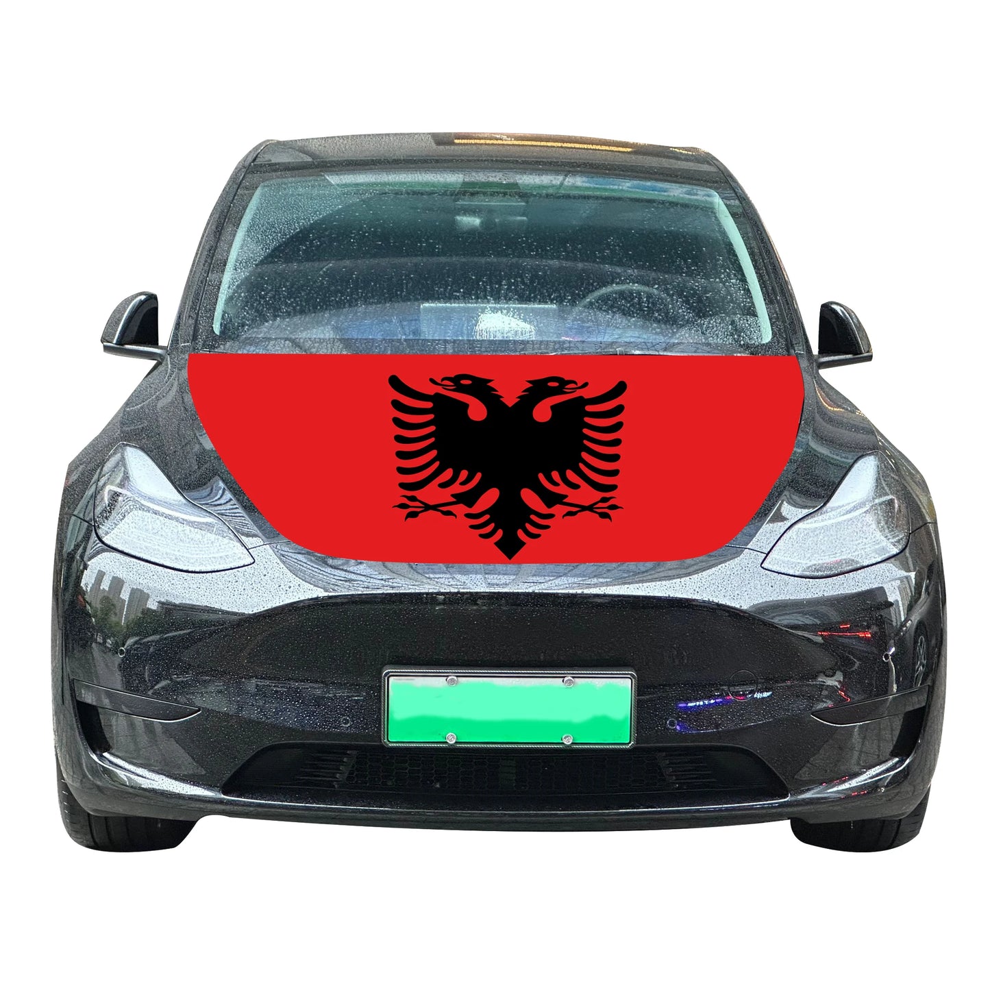 Albania Car Hood Cover Flag Universal Size Elastic Polyester 120x150cm for Car Decor