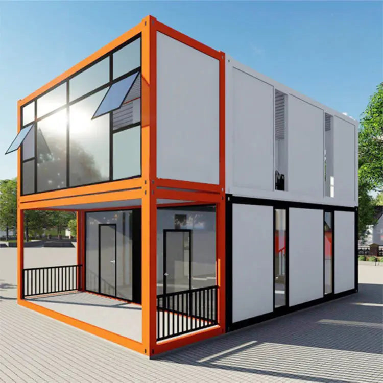 two floor prefab house container house with 2 garage amazing price
