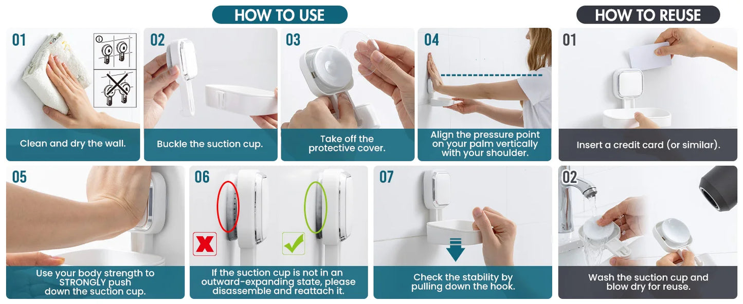 TAILI Soap Dish for Shower Waterproof Shower Soap Holder Heavy Duty Soap Dish No Drilling Soap Holder for Bathroom Kitchen Sink