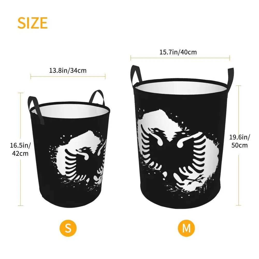 Albania Laundry Basket Foldable Albanian Pride Clothes Hamper for Baby Kids Toys Storage Bin