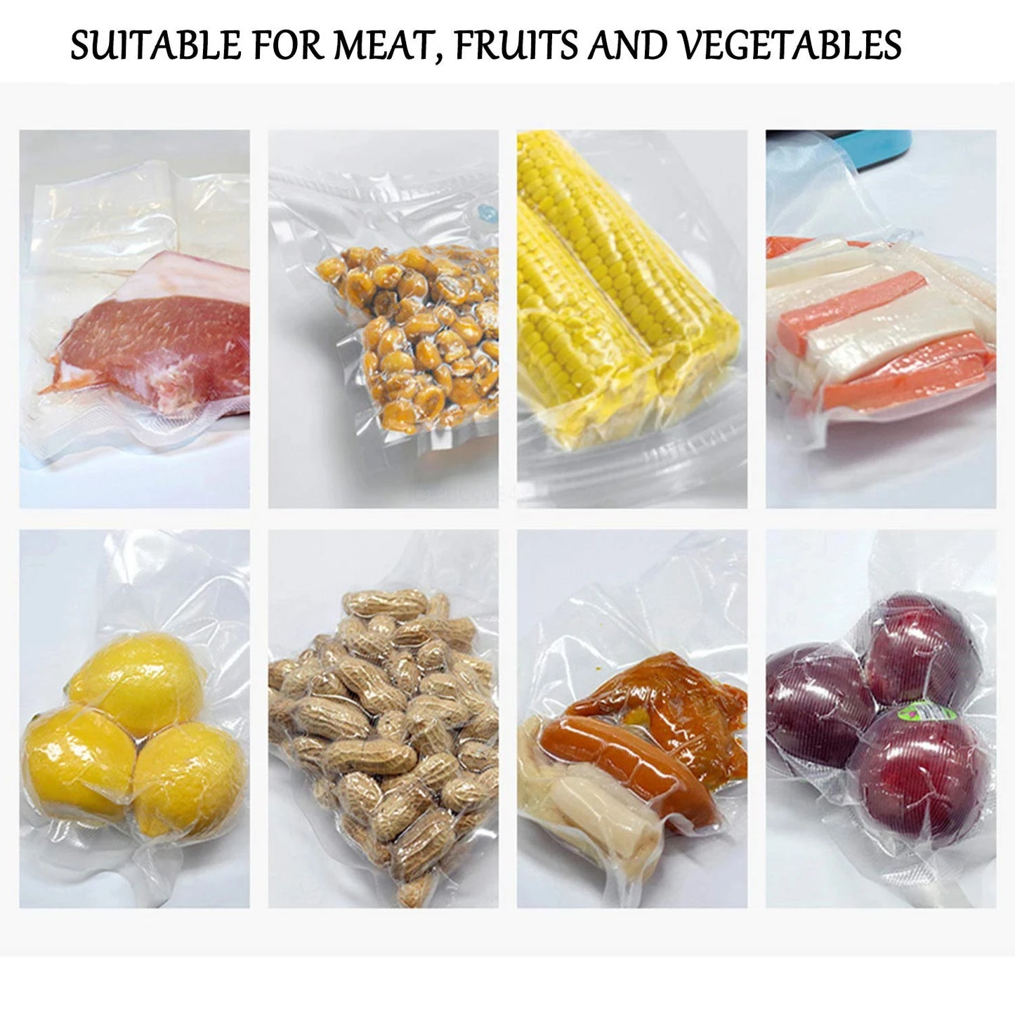 5 rolls of different sizes 12-15-20-25-30cm textured vacuum packaging bags with single-sided mesh food vacuum packaging bags