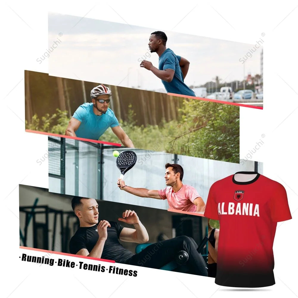 Sports Mesh T-shirt Albania Flag For Running Bike Soccer Tennis Football Fitness Tees 3D Printed Custom