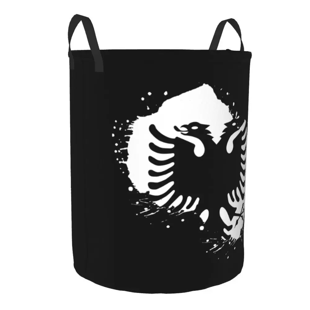 Albania Laundry Basket Foldable Albanian Pride Clothes Hamper for Baby Kids Toys Storage Bin