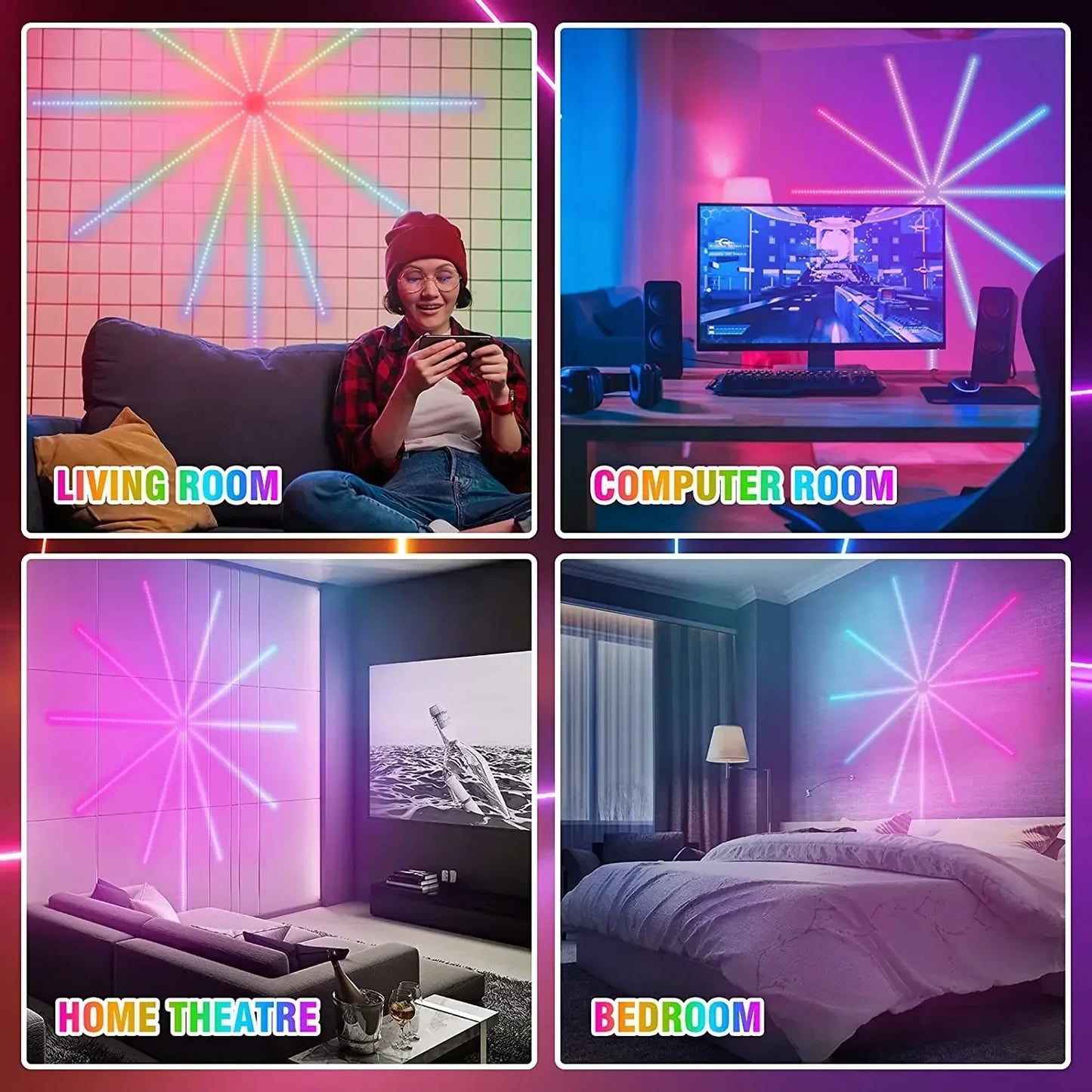RGB Firework Led Strip Light Bluetooth Smart Neon Strip APP Led Lights Strips Usb 5V Led Strips Christmas Party Home Decor Light