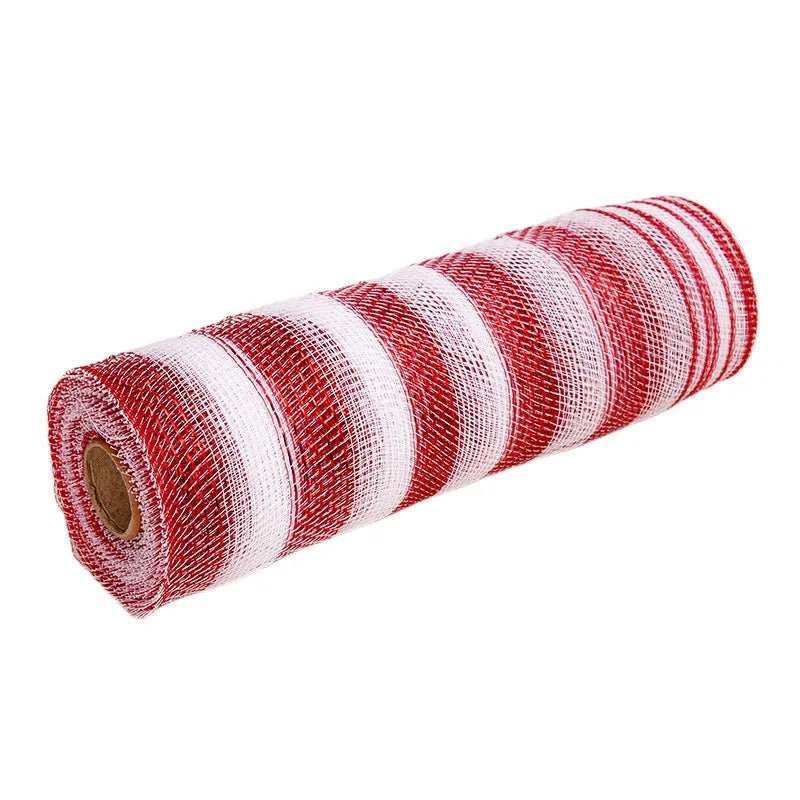 26cm 10yards Deco Poly Mesh Ribbon 10 Inch Wide Metallic Ribbon For Christmas Decoration Valentine's Day Diy Wrapping Ribbons