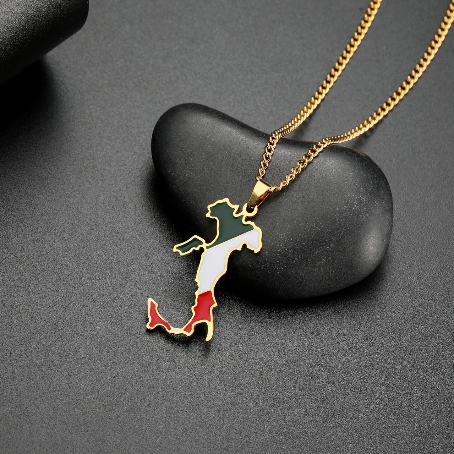 VASSAGO Afghanistan Albania Belize Ethiopia Map Necklace Iraq Chile Germany Italy Ghana Country Map Necklace Sicily Saint Martin