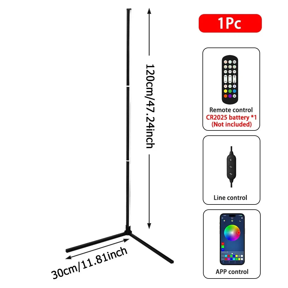 Smart RGB Dream Color Floor Lamp with Music Sync Modern 16 Million Color Changing Standing Mood Light with APP & Remote Control