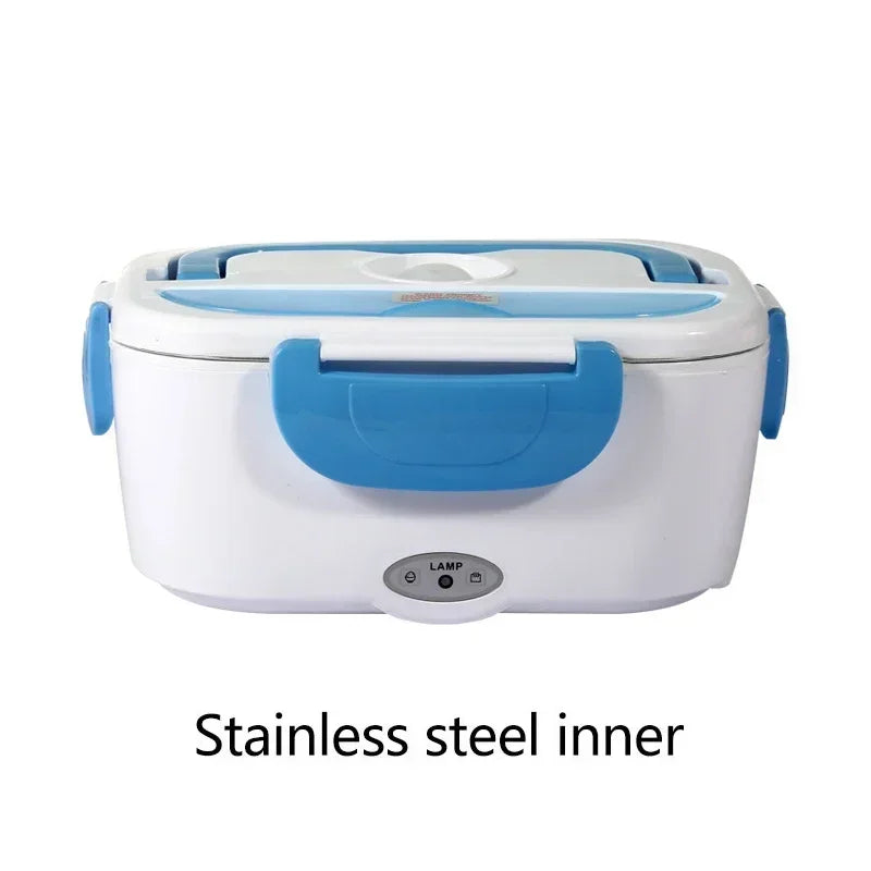 Portable Electric Heating Stainless Steel Heated Lunch Box Home Car Dual Use Rice Box Portable Electric Heating Stainless Steel