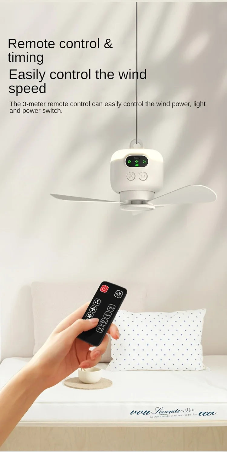 Portable USB Rechargeable Mini Fan For Camping, With Light, Suitable For Dormitories, Outdoor Tents, Providing Long-lasting