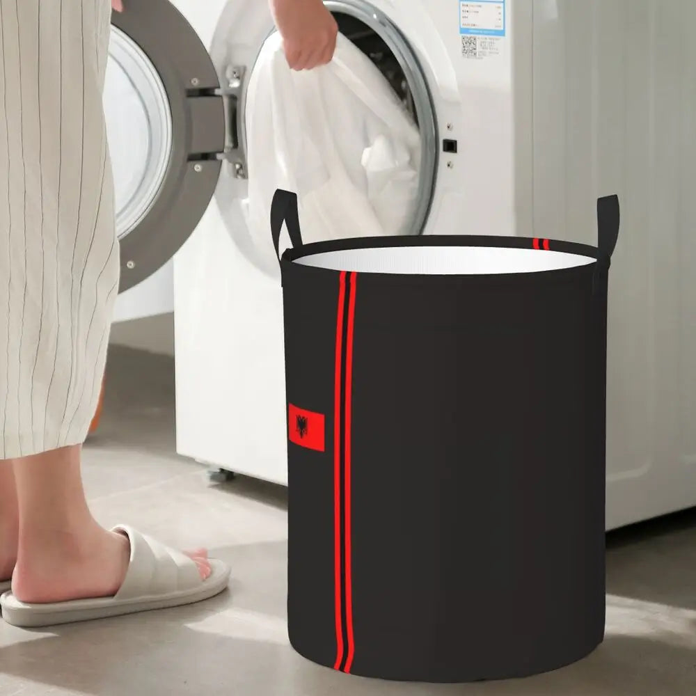 Albania Laundry Basket Foldable Albanian Pride Clothes Hamper for Baby Kids Toys Storage Bin