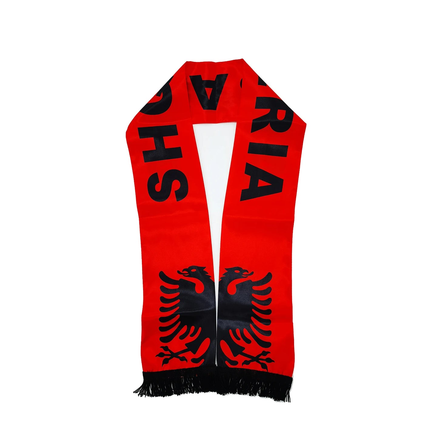 15x150cm Double Side Printing Satin Football Soccer Fans Albania Scarf Silk flags SHQIPERIA banner