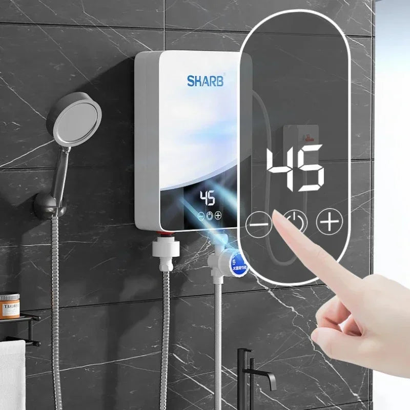 Tankless Mini Hot Water Heater Thermostatic Washing Heating System with Digital Display for Home Kitchen Bathroom
