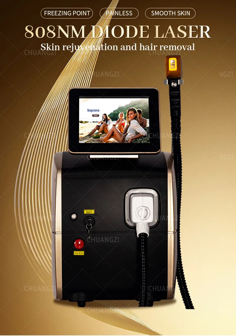 Professional Diode Ice Titanium Laser Body Hair Removal Machine 3 Wavelength 755/808/1064nm Face Hair Remove for Salon Epilator