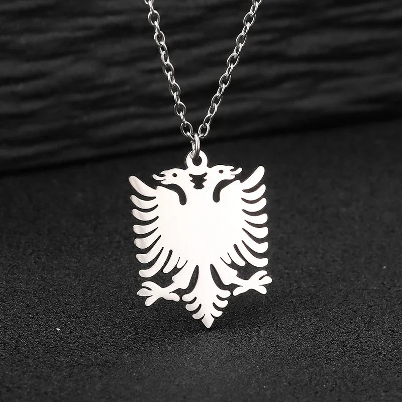 Stainless Steel Necklaces Albania Eagle Pendant Coat of Arms Double Headed Eagle Choker Male Chain Necklace For Women Jewelry