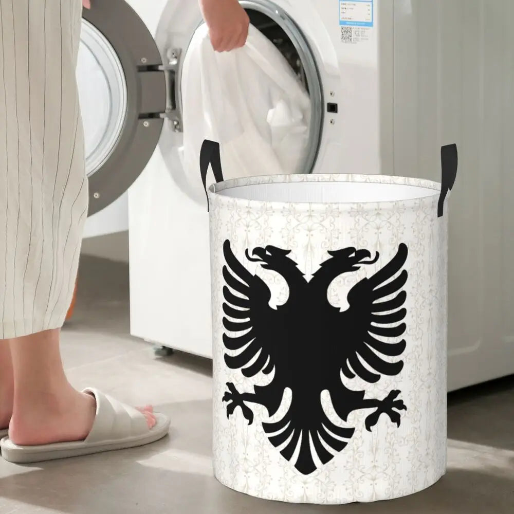 Albania Laundry Basket Foldable Albanian Pride Clothes Hamper for Baby Kids Toys Storage Bin