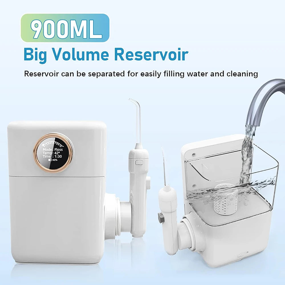 360° Rotatable Oral Irrigator Tabletop Water Flosser Rechargeable IPX5 Adjustable Pulse Water Pressure Teeth Cleaning Care Tool
