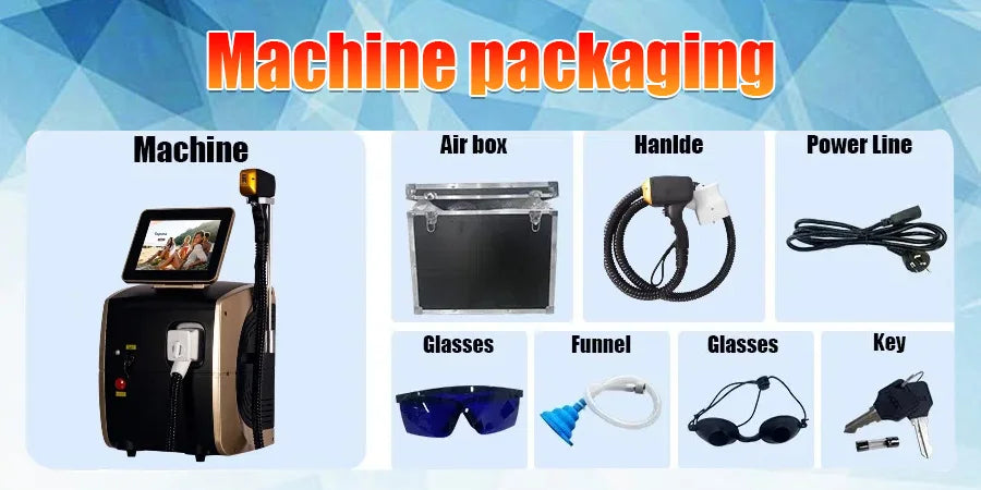 Professional Diode Ice Titanium Laser Body Hair Removal Machine 3 Wavelength 755/808/1064nm Face Hair Remove for Salon Epilator
